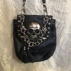 Leather purse with skeleton